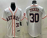 Men's Houston Astros #30 Kyle Tucker Number White With Patch Stitched MLB Cool Base Nike Jersey